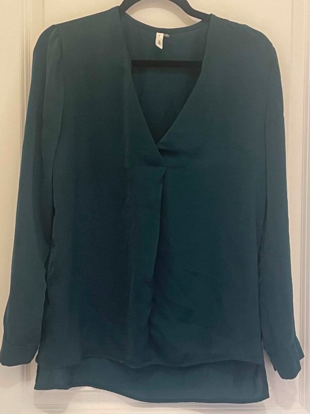 GLAM Women’s Green V Neck Blouse, Size S